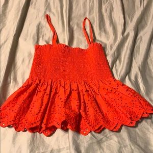Orange flowy top